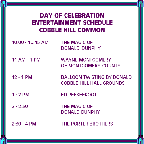 Entertainment Schedule - Day of Celebration